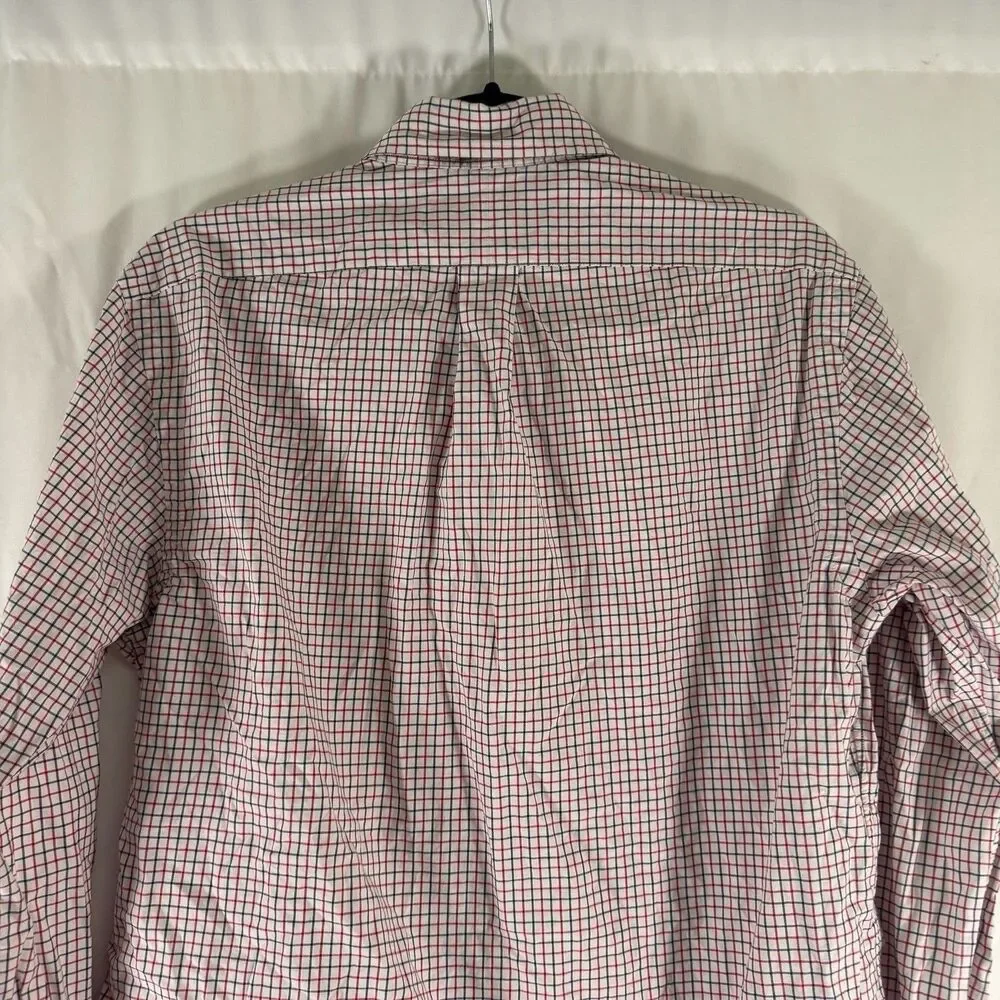 Ralph Lauren Dress Shirt Men's Medium Red Blue Plaid Button Up Long Sleeve